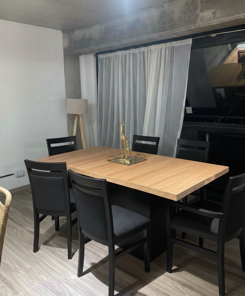 Mesa base central rectangular toda negra (1.40)