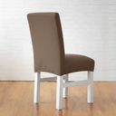 Silla tapizada Chenille topo patas blancas Outlet