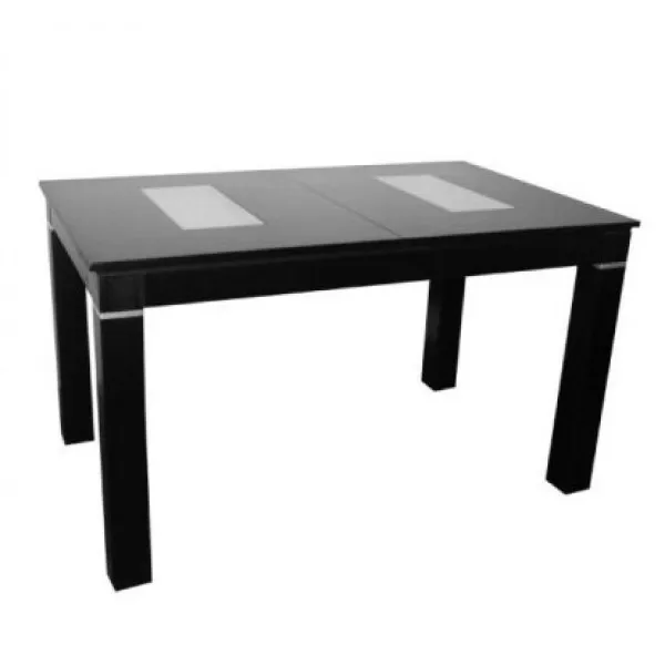 Mesa extensible con vidrio 140 toda negra Outlet