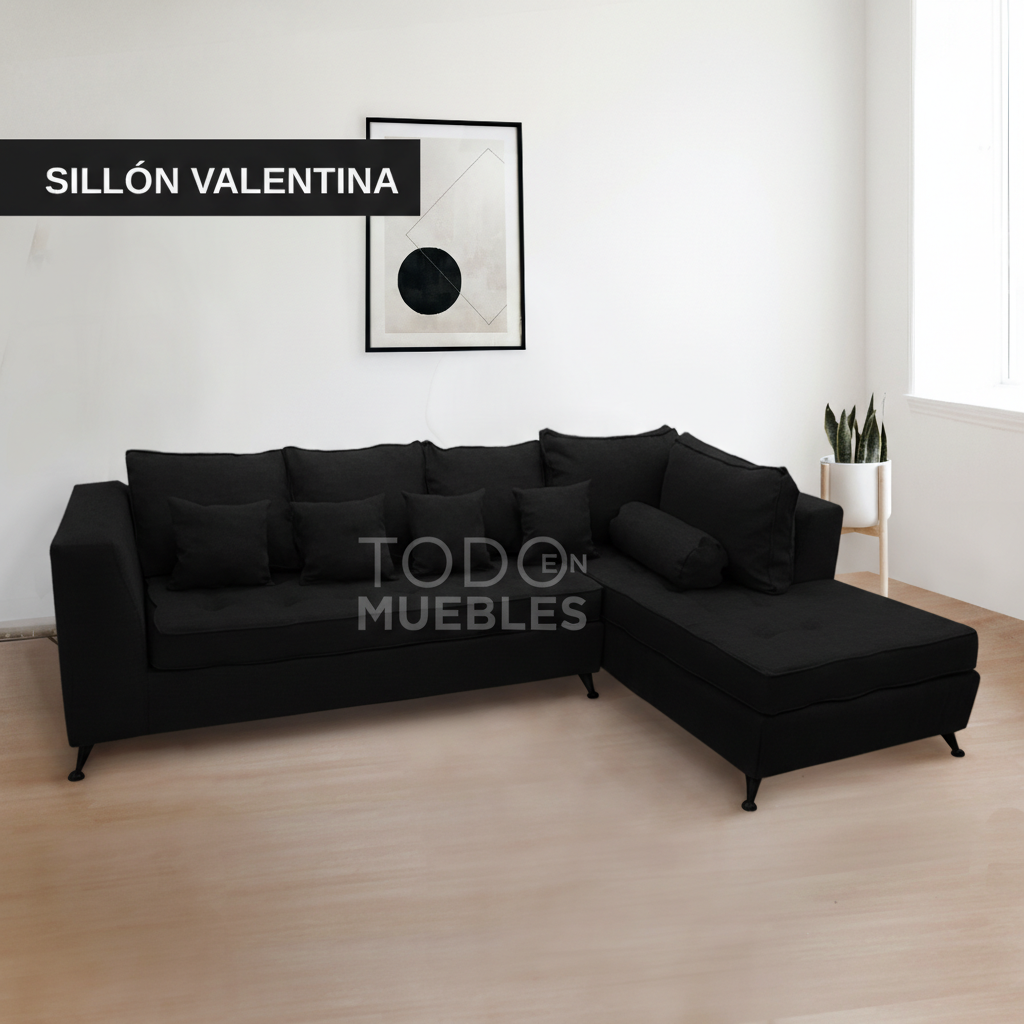 Sillón Valentina placa lisa (210x160, Pana cross – Black, Movil)
